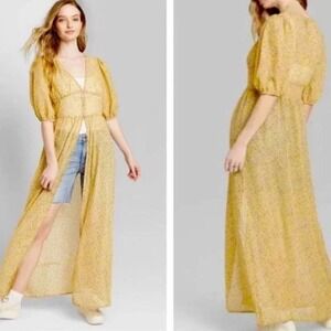 Wild Fable Women's Floral Cottage Core Puff Sleeve Maxi Dress Sz S